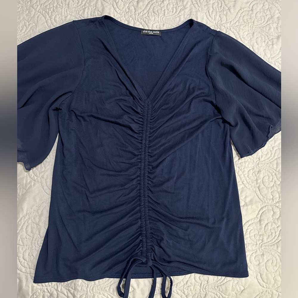 Navy blue tie up top